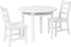 Lipper International Child's Round Table With Shelf And 2 Chairs, White -Best Furniture Store 31kfaRk6o8L. AC