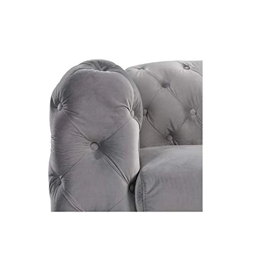 Morden Fort Modern Contemporary Accent Chair With Deep Button Tufting Dutch Velvet, Solid Wood Frame And Iron Legs-Silver Grey 3 Morden Fort Modern Contemporary Accent Chair With Deep Button Tufting Dutch Velvet, Solid Wood Frame And Iron Legs-Silver Grey - Image 3