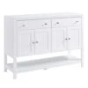 HOMCOM 47" Coffee Bar Cabinet, Sideboard Buffet Cabinet, Accent Kitchen Cabinet With Adjustable Shelves And Drawers For Living Room, White