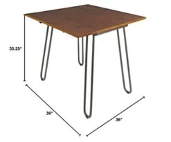 Silverwood Wood Metal Henry Drop Leaf Table With Hairpin Leg, 36" X 36" X 30.25", Brown -Best Furniture Store 31kn89UpqyL