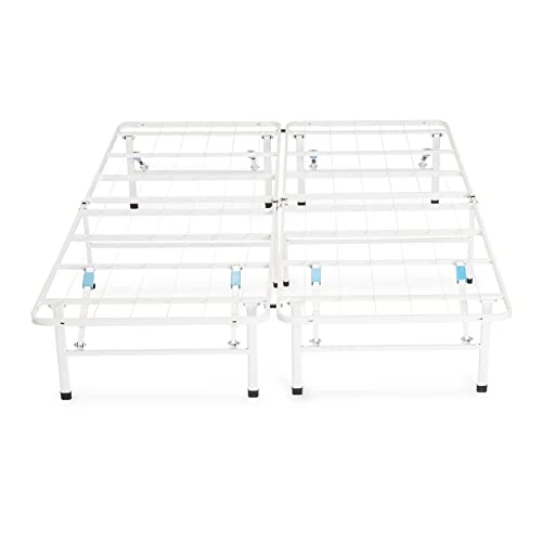 Foldable Metal Platform Bed Frame With Tool Free Setup, 14 Inches High, Queen, White 2 Foldable Metal Platform Bed Frame With Tool Free Setup, 14 Inches High, Queen, White - Image 2