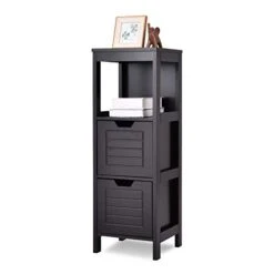 GLACER Bathroom Floor Cabinet, Wooden Free Standing Side Storage Cabinet With Two Removable Drawers For Flexible Storing, Suitable For Bathroom, Living Room, Bedroom, 12 X 12 X 35 Inches (Black) 13 GLACER Bathroom Floor Cabinet, Wooden Free Standing Side Storage Cabinet With Two Removable Drawers For Flexible Storing, Suitable For Bathroom, Living Room, Bedroom, 12 X 12 X 35 Inches (Black) -Best Furniture Store 31lQjxiRveL