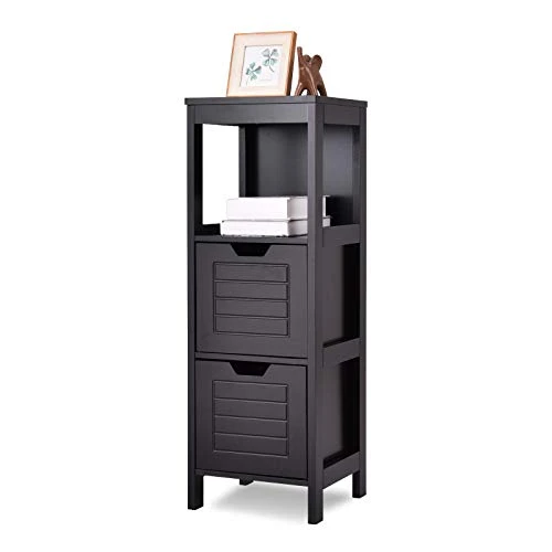 GLACER Bathroom Floor Cabinet, Wooden Free Standing Side Storage Cabinet With Two Removable Drawers For Flexible Storing, Suitable For Bathroom, Living Room, Bedroom, 12 X 12 X 35 Inches (Black) 5 GLACER Bathroom Floor Cabinet, Wooden Free Standing Side Storage Cabinet With Two Removable Drawers For Flexible Storing, Suitable For Bathroom, Living Room, Bedroom, 12 X 12 X 35 Inches (Black) - Image 5