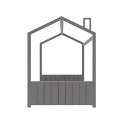 Polibi Full Size Velvet House Bed Floor Wood Bed With Roof, Headboard And Footboard, Children Wooden Full House Bed, Can Be Decorated For Girls, Boys, Grey -Best Furniture Store 31lZUxtiiVL