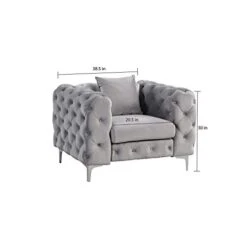 Morden Fort Modern Contemporary Accent Chair With Deep Button Tufting Dutch Velvet, Solid Wood Frame And Iron Legs-Silver Grey 19 Morden Fort Modern Contemporary Accent Chair With Deep Button Tufting Dutch Velvet, Solid Wood Frame And Iron Legs-Silver Grey -Best Furniture Store 31lbAxHLVoL