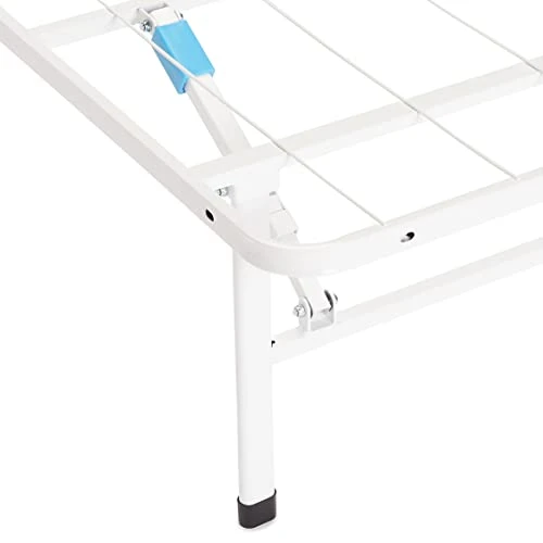 Foldable Metal Platform Bed Frame With Tool Free Setup, 14 Inches High, Queen, White 4 Foldable Metal Platform Bed Frame With Tool Free Setup, 14 Inches High, Queen, White - Image 4