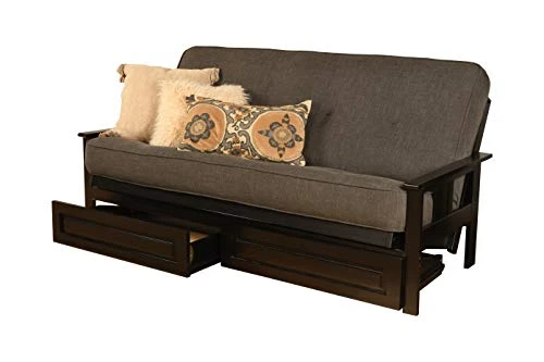 Kodiak Furniture Monterey Futon Set With Storage Drawers, With Black Base And Linen Charcoal Mattress 2 Kodiak Furniture Monterey Futon Set With Storage Drawers, With Black Base And Linen Charcoal Mattress - Image 2