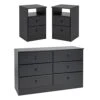 3-Piece Set With 2 Nightstands & 6-Drawer Double Dresser In Black