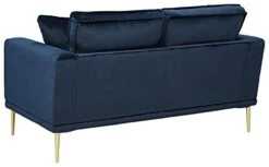 Signature Design By Ashley Macleary Modern Velvet Loveseat With Gold Metal Legs, Navy Blue -Best Furniture Store 31nRaobvQJL