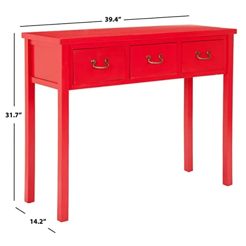 SAFAVIEH Home Collection Cindy Farmhouse Hot Red 3-Drawer Console Table 2 SAFAVIEH Home Collection Cindy Farmhouse Hot Red 3-Drawer Console Table - Image 2