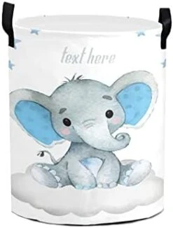 Personalized Custom Baby Elephant Blue Stars Collapsible Large Sized Clothes Hamper With Knitting Handles For Baby Girls Boys Kids Nursery Clothes Things -Best Furniture Store 31nsFcmkvsL. AC