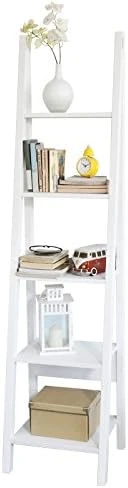 Haotian FRG61-W, White Modern 5 Tiers Ladder Shelf Bookcase, Storage Display Shelving, Wall Shelf 5 Haotian FRG61-W, White Modern 5 Tiers Ladder Shelf Bookcase, Storage Display Shelving, Wall Shelf - Image 5
