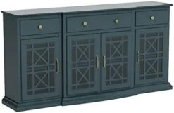 Walker Edison Modern Wood Glass Door Buffet Sideboard Living Room-Entryway Serving Storage Cabinet Doors-Dining Room Console, 60 Inch, Dark Teal -Best Furniture Store 31oFdawlHuL. AC