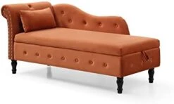 GENERIC Tufted Upholstered Velvet Rolled Arm Chaise Lounges Indoor Chair, Right Arm Facing Chaise Lounge With Nailhead Trim For Living Room Bedroom Office(White), 27.5D X 60.6W X 28.3H In -Best Furniture Store 31oZKS81cRL. AC