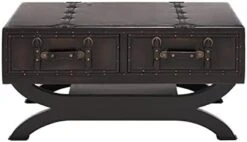 Wood Faux Leather 6 Drawer Chest With Buckle And Strap Detailing, 16" X 13" X 42", Brown -Best Furniture Store 31od TTYzML. AC