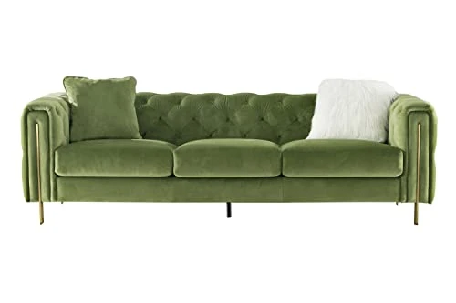 Acanva Collection Chesterfield Vintage Tufted Velvet Living Room Sofa, Couch, Mint Green 4 Acanva Collection Chesterfield Vintage Tufted Velvet Living Room Sofa, Couch, Mint Green - Image 4
