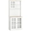 QUUL Kitchen Buffet, Pantry With 3 Cabinets, 2 Shelves And Large Countertop, Tall White Cabinet