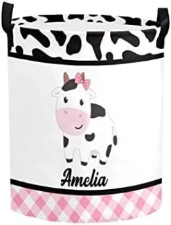 Personalized Laundry Basket Hamper,Cow Sunflower Wreath,Collapsible Storage Baskets With Handles For Kids Room,Clothes, Nursery Decor -Best Furniture Store 31pnAelfnfL. AC