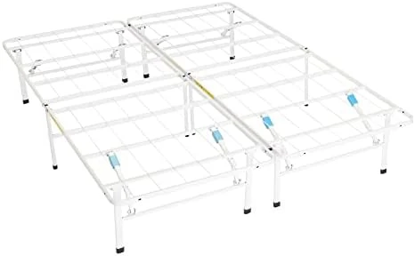 Foldable Metal Platform Bed Frame With Tool Free Setup, 14 Inches High, Queen, White 7 Foldable Metal Platform Bed Frame With Tool Free Setup, 14 Inches High, Queen, White - Image 7