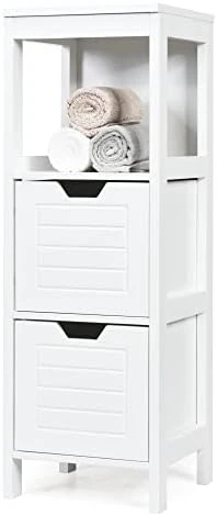 GLACER Bathroom Floor Cabinet, Wooden Free Standing Side Storage Cabinet With Two Removable Drawers For Flexible Storing, Suitable For Bathroom, Living Room, Bedroom, 12 X 12 X 35 Inches (Black) 9 GLACER Bathroom Floor Cabinet, Wooden Free Standing Side Storage Cabinet With Two Removable Drawers For Flexible Storing, Suitable For Bathroom, Living Room, Bedroom, 12 X 12 X 35 Inches (Black) - Image 9