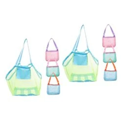 TENDYCOCO 2 Sets Beach Net Bag Kid Toy Baby Beach Bag Tote Beach Bag Baby Tote Bag Tote Bag For Beach Pool Toy Bag Travel Laundry Bag Storage Nylon Boating Travel Beach Toy Beach Toys Bag