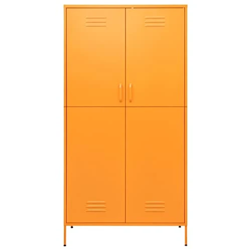 Metal Wardrobe Cabinet, Steel Tall Storage Cabinet With Doors And Shelves, Metal Storage Cabinet With Hanging Rod And Adjustable Shelves For Office,Mustard Yellow 35.4"x19.7"x70.9"(I) 2 Metal Wardrobe Cabinet, Steel Tall Storage Cabinet With Doors And Shelves, Metal Storage Cabinet With Hanging Rod And Adjustable Shelves For Office,Mustard Yellow 35.4"x19.7"x70.9"(I) - Image 2