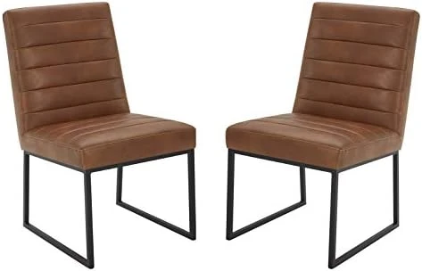 Amazon Brand – Rivet Decatur Modern Faux Leather Dining Chair, Set Of 2, 21"W, Tan Brown 7 Amazon Brand – Rivet Decatur Modern Faux Leather Dining Chair, Set Of 2, 21"W, Tan Brown - Image 7