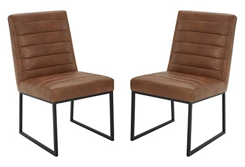 Amazon Brand – Rivet Decatur Modern Faux Leather Dining Chair, Set Of 2, 21"W, Tan Brown 1 Amazon Brand – Rivet Decatur Modern Faux Leather Dining Chair, Set Of 2, 21"W, Tan Brown
