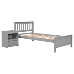 Cotoala Twin Wood Bed Frame With Nightstand, Headboard And Footboard, For Kids, Bedroom Furniture, Home, No Spring Box Required & Easy Assembly -Best Furniture Store 31qSxdWGiaL