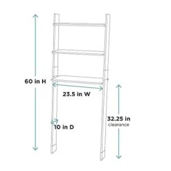 Zenna Home Leaning Wood Ladder-Style Bathroom Spacesaver Storage Shelves, Espresso -Best Furniture Store 31qguQm0MQS