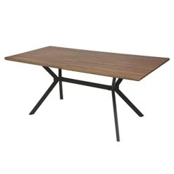 LUCKYERMORE 71"x35.5" Dining Table For 6-8 Mid-Century Modern Rectangle Wood Kitchen Table Farmhouse Dining Table For Dining Room Balcony Cafe Bar Conference Walnut