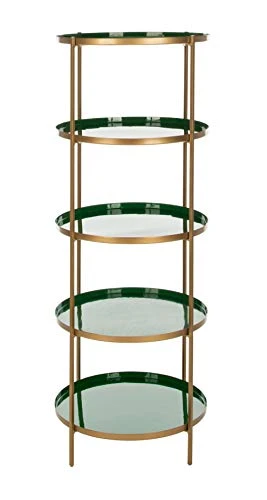 Safavieh Home Tia Contemporary Hunter Green And Brass Round 5-tier Etagere 2 Safavieh Home Tia Contemporary Hunter Green And Brass Round 5-tier Etagere - Image 2