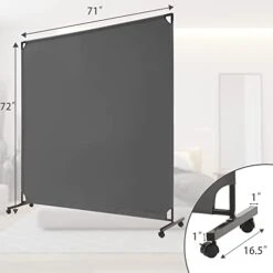 Spurgehom 6FT Single Panel Rolling Room Divider, Partition Privacy Screens With Wheels, Freestanding Fabric Room Panel Wall, Portable Wall Divider For Office, Room,Restaurant, Hospital (Grey) -Best Furniture Store 31scVI3Ms9L