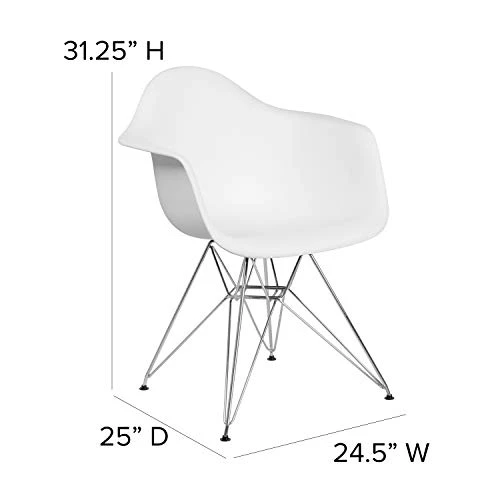 Flash Furniture 2 Pack Alonza Series White Plastic Chair With Chrome Base 2 Flash Furniture 2 Pack Alonza Series White Plastic Chair With Chrome Base - Image 2