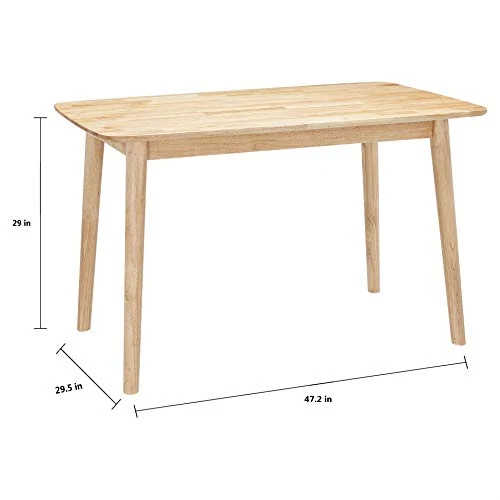 CangLong Mid-Century Home Kitchen Table Desk With Solid Legs For Dining Room, Natural 2 CangLong Mid-Century Home Kitchen Table Desk With Solid Legs For Dining Room, Natural - Image 2