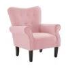 BELLEZE Modern Accent Chair Armchair For Living Room Or Bedroom With Wooden Legs, High Back Rest, Padded Armrest, And Comfortable Cushioned Seat - Allston (Pink)