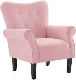 BELLEZE Modern Accent Chair Armchair For Living Room Or Bedroom With Wooden Legs, High Back Rest, Padded Armrest, And Comfortable Cushioned Seat - Allston (Pink) -Best Furniture Store 31t9Cd77bkL. AC
