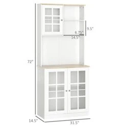 QUUL Kitchen Buffet, Pantry With 3 Cabinets, 2 Shelves And Large Countertop, Tall White Cabinet -Best Furniture Store 31tdn1eXz4L 1