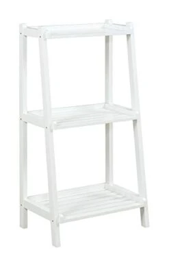 Contemporary Home Living 42.25" White Solid Standing 3-Tier Ladder Shelf