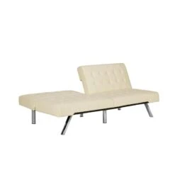 DHP Emily Sectional Futon Sofa With Convertible Chaise Lounger, Vanilla Faux Leather -Best Furniture Store 31u76CxRrQL