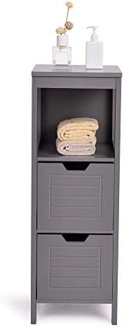 GLACER Bathroom Floor Cabinet, Wooden Free Standing Side Storage Cabinet With Two Removable Drawers For Flexible Storing, Suitable For Bathroom, Living Room, Bedroom, 12 X 12 X 35 Inches (Black) 8 GLACER Bathroom Floor Cabinet, Wooden Free Standing Side Storage Cabinet With Two Removable Drawers For Flexible Storing, Suitable For Bathroom, Living Room, Bedroom, 12 X 12 X 35 Inches (Black) - Image 8