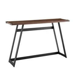 Walker Edison Anastiasia Urban Industrial Metal Wrap Entry Table, 46 Inch, Dark Walnut