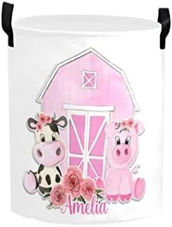 Personalized Laundry Basket Hamper,Cow Sunflower Wreath,Collapsible Storage Baskets With Handles For Kids Room,Clothes, Nursery Decor -Best Furniture Store 31v26zsDxAL. AC