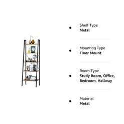 SOMY Industrial 5 Tier Ladder Shelf, Vintage Storage Bookshelf With Metal Frame Multifunction Plants Flower Stands Display Rack For Garden, Hallway, Office, Living Room Rustic Brown 13 SOMY Industrial 5 Tier Ladder Shelf, Vintage Storage Bookshelf With Metal Frame Multifunction Plants Flower Stands Display Rack For Garden, Hallway, Office, Living Room Rustic Brown -Best Furniture Store 31vEJ5voLBL