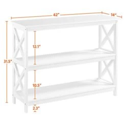 Topeakmart 42 Inch Long Console Sofa Table X Design Narrow Entryway Hallway Table W/ 3 Storage Shelves For Living Room, White 12 Topeakmart 42 Inch Long Console Sofa Table X Design Narrow Entryway Hallway Table W/ 3 Storage Shelves For Living Room, White -Best Furniture Store 31vJyXMCjlL