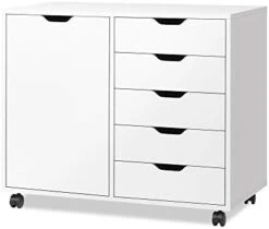 5-Drawer Wood Dresser Chest With Door, Mobile Storage Cabinet, Printer Stand For Home Office -Best Furniture Store 31ve2V19wL. AC