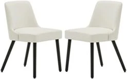 MINCETA Dining Chair,Morden Wood Leg Upholstered Kitchen Chair Set Of 2,PU In Cream White -Best Furniture Store 31vr5gI1z8L. AC