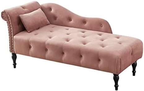 Homtique 60" Velvet Storage Chaise Lounge Indoor Button Tufted With Pillow, Nailhead Decorate Rolled Arm Chaise Lounge For Bedroom Living Room (Beige, With Storage) 15 Homtique 60" Velvet Storage Chaise Lounge Indoor Button Tufted With Pillow, Nailhead Decorate Rolled Arm Chaise Lounge For Bedroom Living Room (Beige, With Storage) - Image 15