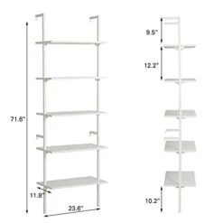 MELLCOM 5 Tier Industrial Ladder Shelf, Wood Modern Bookshelf With Metal Frame, Wall-Mounted Plant Flower Storage Organizer For Living Room, Bathroom, Kitchen, Balcony, White 10 MELLCOM 5 Tier Industrial Ladder Shelf, Wood Modern Bookshelf With Metal Frame, Wall-Mounted Plant Flower Storage Organizer For Living Room, Bathroom, Kitchen, Balcony, White -Best Furniture Store 31wMUNG5OxL