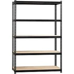 Lorell 2,300 Lb Capacity Riveted Steel Shelving Storage Rack, Black